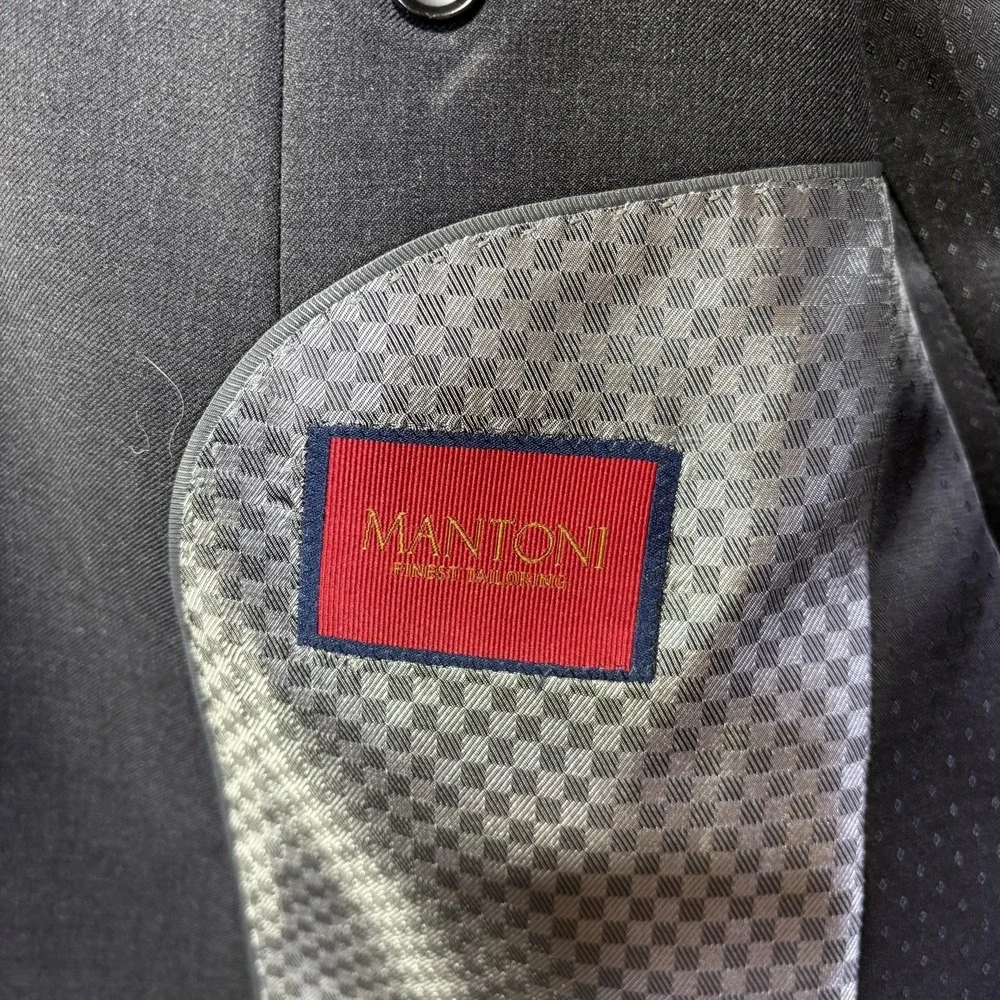 Mantoni‎ Suit Jacket Mens 38R Gray Wool Slim Fit Two Button Business Formal